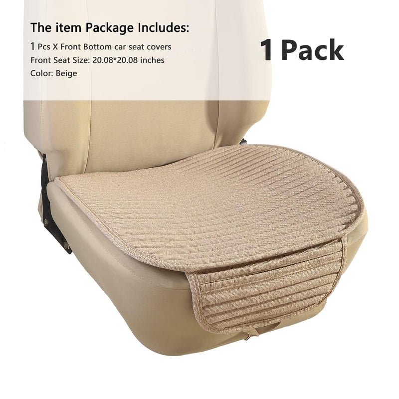 Suninbox Beige Car Seat Covers,Buckwheat Hulls Universal Bottom Seat Cover Front Seats Only,Cloth Tan Driver Car Seat Protector,Car Seat Pads Cushions for Automobiles,Beige - Image 3
